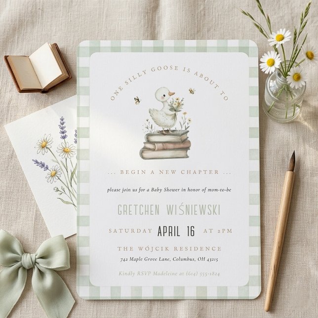 Invitation Silly Goose New Chapter Spring Baby Shower  (Silly Goose New Chapter Spring Baby Shower Invitation)