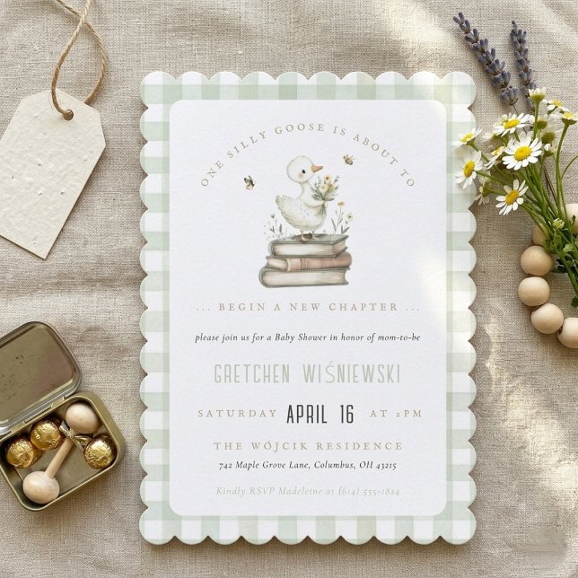 Invitation Silly Goose New Chapter Spring Baby Shower  (Silly Goose New Chapter Spring Baby Shower Invitation)
