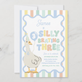 Invitation Silly Goose Silly-Brating Three Birthday Party 