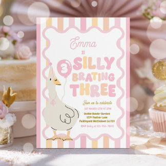 Invitation Silly Goose Silly-Brating Three Birthday Party 