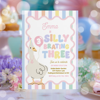 Invitation Silly Goose Silly-Brating Three Birthday Party 
