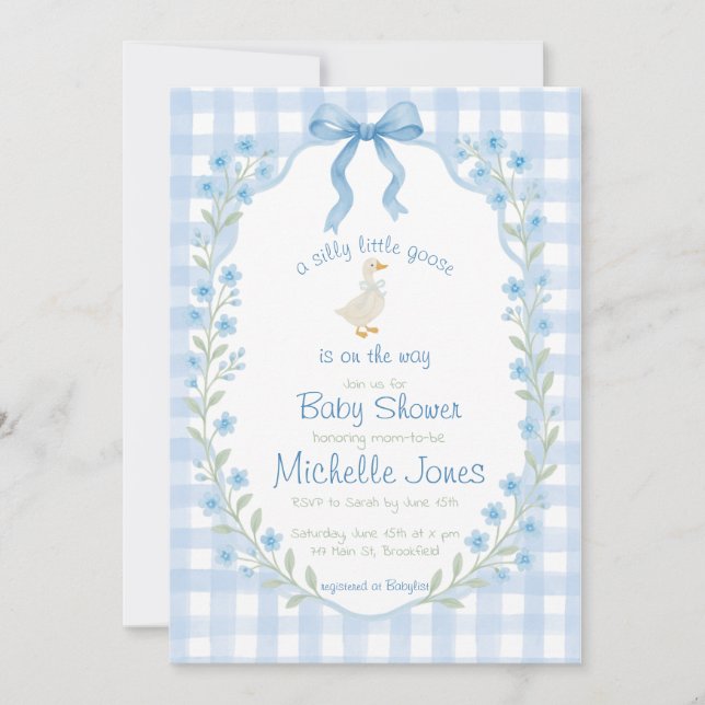 Invitation Silly Little Goose Baby Shower  (Devant)