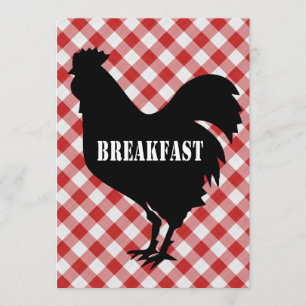 Invitation Silo de poulet sur le petit déjeuner rouge