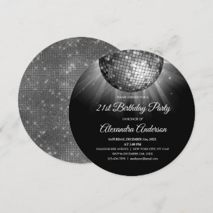 Invitation Silver 21e fête d'anniversaire Silver Disco Ball