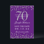 Invitation Silver 70th Birthday Save Date Détails Purple<br><div class="desc">Elégant design "70th Birthday Party" avec faux confettis de parties scintillant & détails texte. Facile à utiliser et facile à personnaliser. Commandez aujourd'hui !</div>