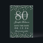 Invitation Silver 80th Birthday Party Save Date Détails Vert<br><div class="desc">Elégant design "70th Birthday Party" avec faux confettis de parties scintillant & détails texte. Facile à utiliser et facile à personnaliser. Commandez aujourd'hui !</div>