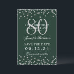 Invitation Silver 80th Birthday Party Save Date Détails Vert<br><div class="desc">Elégant design "70th Birthday Party" avec faux confettis de parties scintillant & détails texte. Facile à utiliser et facile à personnaliser. Commandez aujourd'hui !</div>