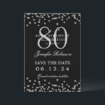 Invitation Silver 80th Birthday Save Date Détails Noir<br><div class="desc">Elégant design "70th Birthday Party" avec faux confettis de parties scintillant & détails texte. Facile à utiliser et facile à personnaliser. Commandez aujourd'hui !</div>