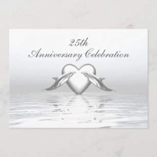 Invitation Silver Anniversary Dolphins et Heart