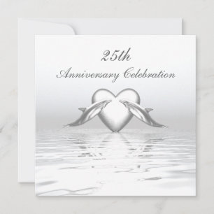 Invitation Silver Anniversary Dolphins et Heart