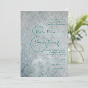 Invitation Silver Aqua Rustique Dentelle Perdue Mariage damas
