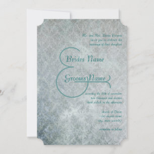 Invitation Silver Aqua Rustique Dentelle Perdue Mariage damas