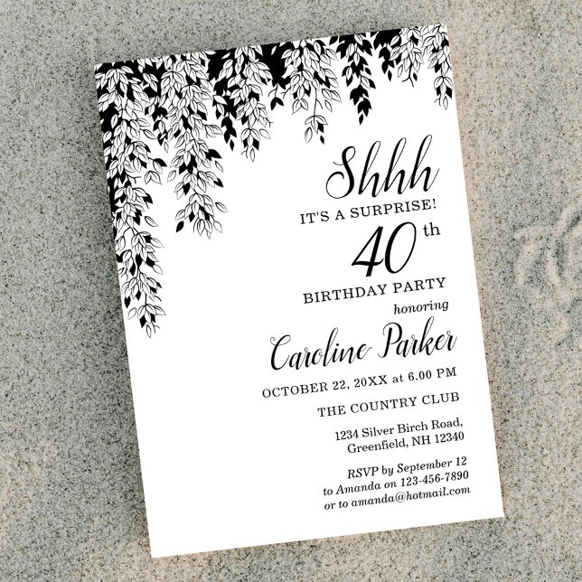 Invitation Silver Birch 40th Anniversary Surprise Birthday  (Créateur téléchargé)