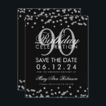 Invitation Silver Black 90th Birthday Save Date Confetti<br><div class="desc">Elégant design "90e anniversaire fête" avec Silver Faux Parties scintillant Confetti Noir et nom personnalisé et texte de détails. Facile à utiliser et facile à personnaliser. Commandez aujourd'hui !</div>