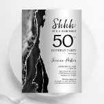 Invitation Silver Black Agate Surprise 50e anniversaire<br><div class="desc">Gate noir et argent surprise 50e anniversaire invitation de fête. Design élégant et moderne avec arrière - plan de géométrie en marbre de pierre de pierre, faux parties scintillant argent et typographie script. Carte invitation branchée parfaite pour une célébration anniversaire féminine élégante. Invitations Zazzle imprimées ou téléchargement instantané modèle imprimable...</div>