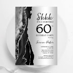 Invitation Silver Black Agate Surprise 60e anniversaire<br><div class="desc">Gate noir et argent surprise 60e anniversaire invitation de fête. Design moderne élégant avec agate marbre geode arrière - plan,  faux parties scintillant argent et typographie script police. Carte invitation branchée parfaite pour une célébration anniversaire féminine élégante. Invitations Zazzle imprimées ou téléchargement instantané modèle imprimable numérique.</div>