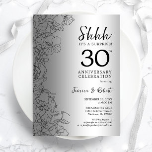 Invitation Silver Black Surprise 30e anniversaire