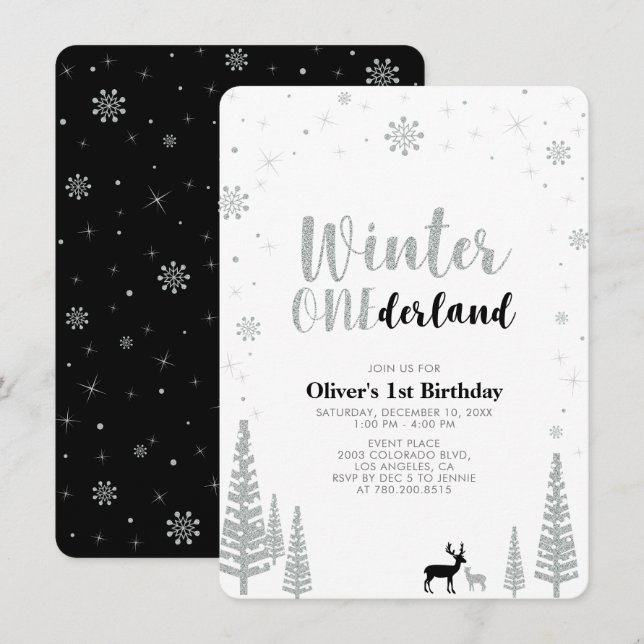 Invitation Silver, Black Winter Conederland 1er anniversaire  (Devant / Derrière)