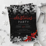 Invitation Silver Black Winter Wonder Entreprise Noël<br><div class="desc">Elégante société formelle et entreprise Noël / Cocktail / Dîner Invitation modèle avec des flocons de neige en argent et ruban de Noël. Impressionnez vos amis et collègues avec ce design sophistiqué et élégant d'invitation.</div>