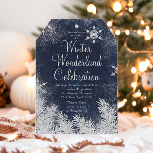 Invitation Silver bleu snowflake entreprise hiver merveilleus
