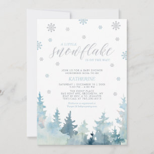 Invitation Silver & Blue Flocon de Neige Fête Prénatale de