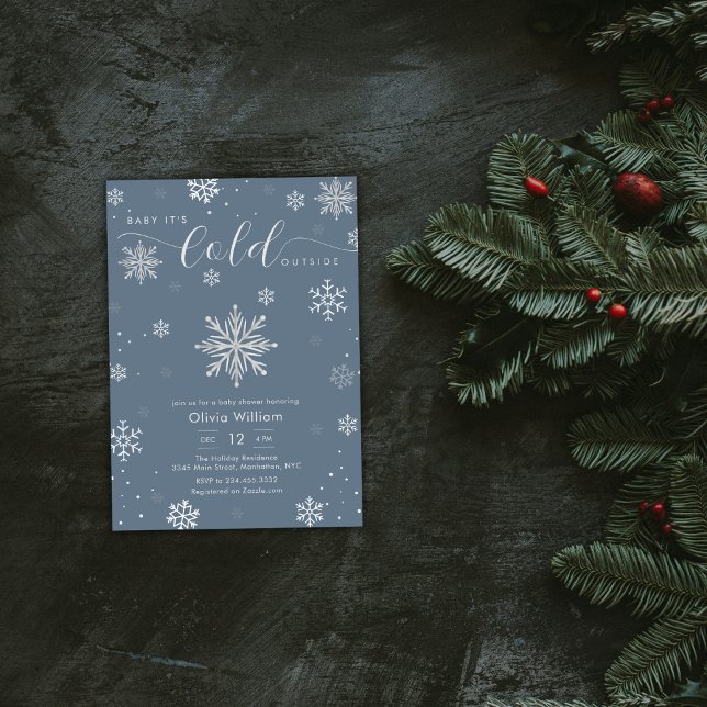 Invitation Silver Blue Magical Winter Snowflake Baby Shower  (Silver Blue Magical Winter Snowflake Baby Shower Invitation)