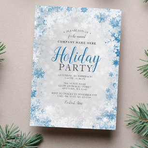 Invitation Silver Blue Snowflake Corporate Fête