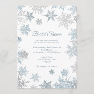 Invitation Silver Blue Snowflake Élégante Fête des mariées d'