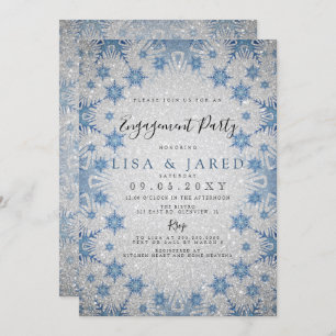 Invitation Silver Blue Snowflakes