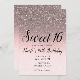 Invitation Silver & Blush Parties scintillant Rose Parkle Gla