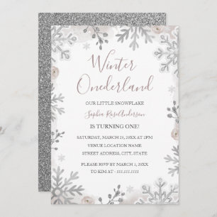 Invitation Silver Blush Winter Onederland 1er anniversaire