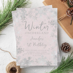 Invitation Silver Blush Winter ONEDERLAND 1er anniversaire