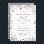 Invitation Silver Blush Winter Wonderland Sweet 16e anniversa<br><div class="desc">Plus Moderne Floral Invitations d'anniversaire dans le Little Bayleigh Store!</div>