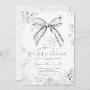 Invitation Silver Bow Fête de mariage hivernale Un joyeux pet