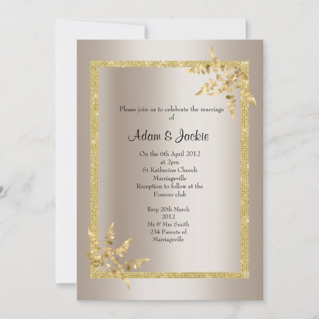 Invitation Silver bronze feuille d'or ELEGANT CLASSY MARIAGE (Devant)