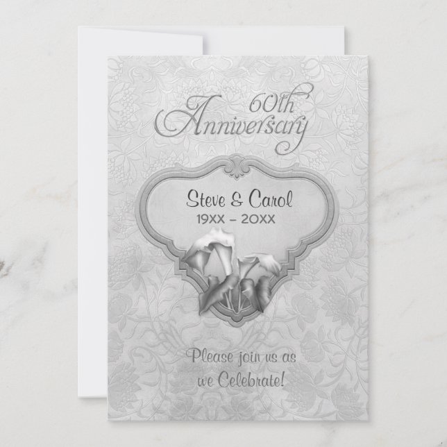 Invitation Silver Calla 60e anniversaire du Mariage (Devant)