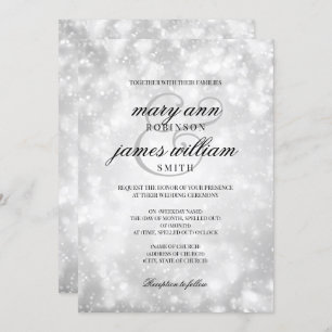 Invitation Silver Champagne Bokeh Mariage élégant