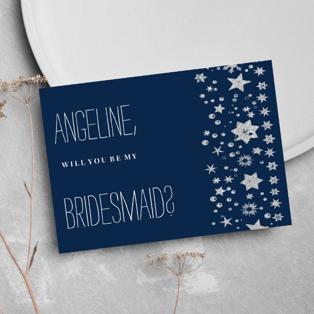 Invitation Silver Chirstmas fée lumière hiver Bridesmaid (Silver Chirstmas fairy light winter Bridesmaid)