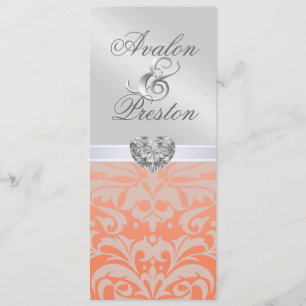 Invitation Silver Coral Diamond Mariage damassé