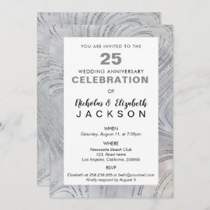 Invitation Silver de luxe sur Pearl 25ème anniversaire de la 