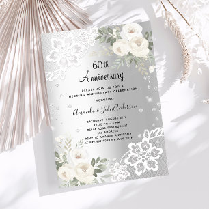 Invitation Silver diamants luxe 60e anniversaire mariage
