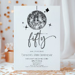 Invitation Silver Disco Ball Cinquante-ème fête d'anniversair<br><div class="desc">C'est une Invitation à la soirée d'anniversaire du boule Disco Argent Cinquante-Anniversaire!</div>