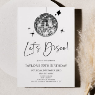 Invitation Silver Disco Ball Let's Disco fête d'anniversaire