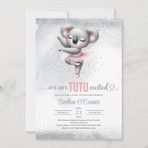 Invitation Silver et rose tutu robe bébé koala ballerina