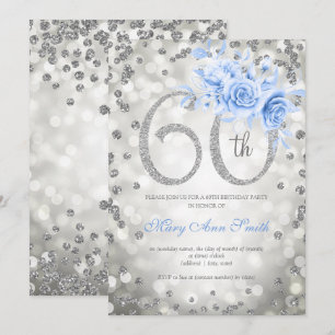 Invitation Silver Floral 60e anniversaire Lumières bleues