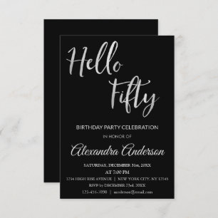 Invitation Silver Foil Bonjour 50 Cinquantième anniversaire f