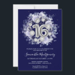 Invitation Silver Foil Sweet 16 Ballons Anniversaires Royal B<br><div class="desc">Faites savoir à vos amis de marquer leurs calendriers pour votre journée spéciale avec ces belles invitations bleu poussiéreux Sweet 16. Chaque invitation présente un design festif avec de beaux ballons, parfait pour mettre l'ambiance pour une journée de plaisir et de célébration. Que vous ayez l'intention d'organiser un gala de...</div>