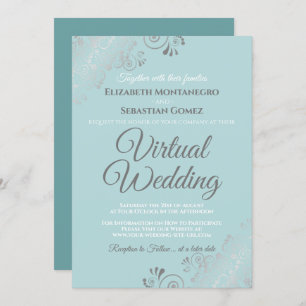 Invitation Silver Frills Pale Turquoise et gris Mariage virtu