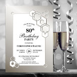 Invitation Silver Geometric 80th Birthday Party<br><div class="desc">Organize and invite your friends and loved ones to your 80th birthday party with this stylish silver hexagonal geometric birthday party invitation.</div>