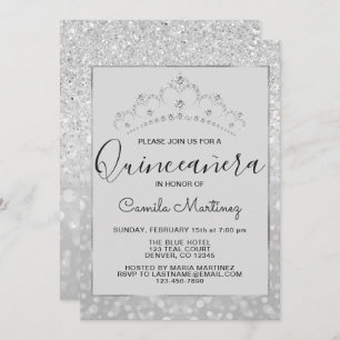 Invitation Silver Girl Parties scintillant étincelante Quince